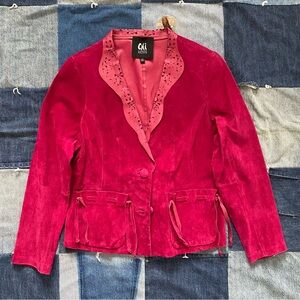 CNI Carlos Falchi suede blazer jacket size S hot pink